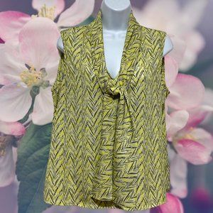 Women's Size Large Blouse Sleeveless Multi-Color Tie Neckline Design By-9 & Co.